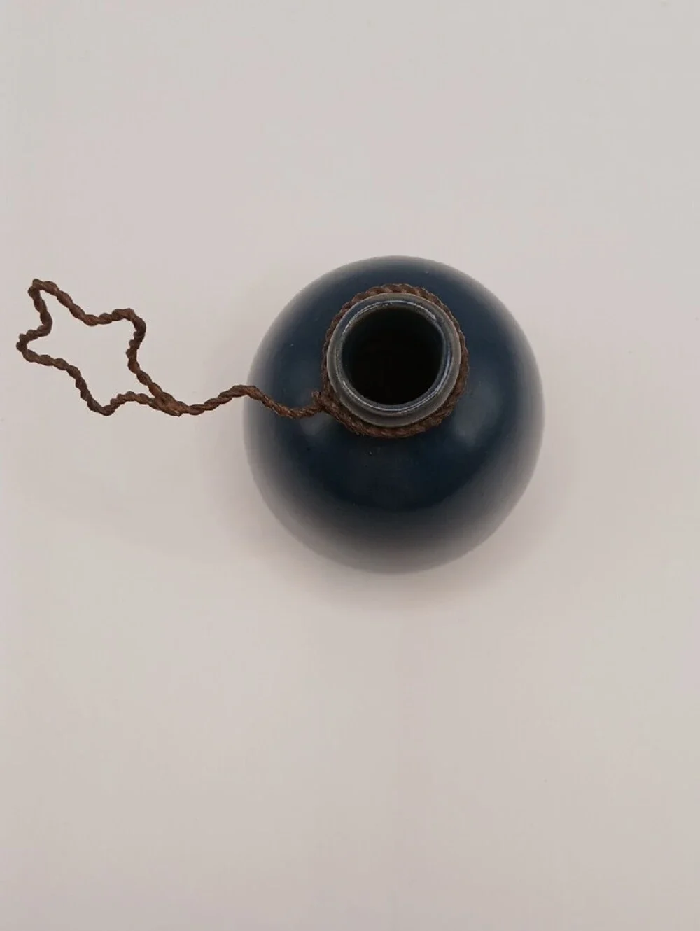 Honey & Me Small Blue Ceramic Vase with Wire Star